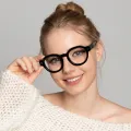 Harmoine - Round Black Glasses for Women